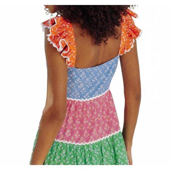 NEW PINK CITY PRINTS xanthe dress in rainbow patchwork - Picture 2 of 2